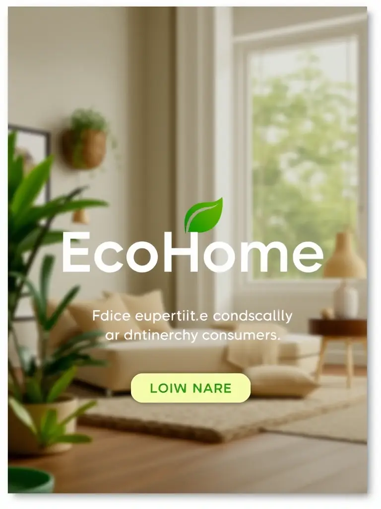 A screenshot of a social media ad for EcoHome, highlighting the eco-friendly aspects of their products and appealing to environmentally conscious consumers.