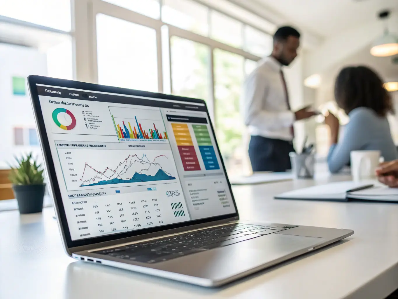 A dashboard displaying campaign metrics and analytics charts, representing performance analytics and optimization.
